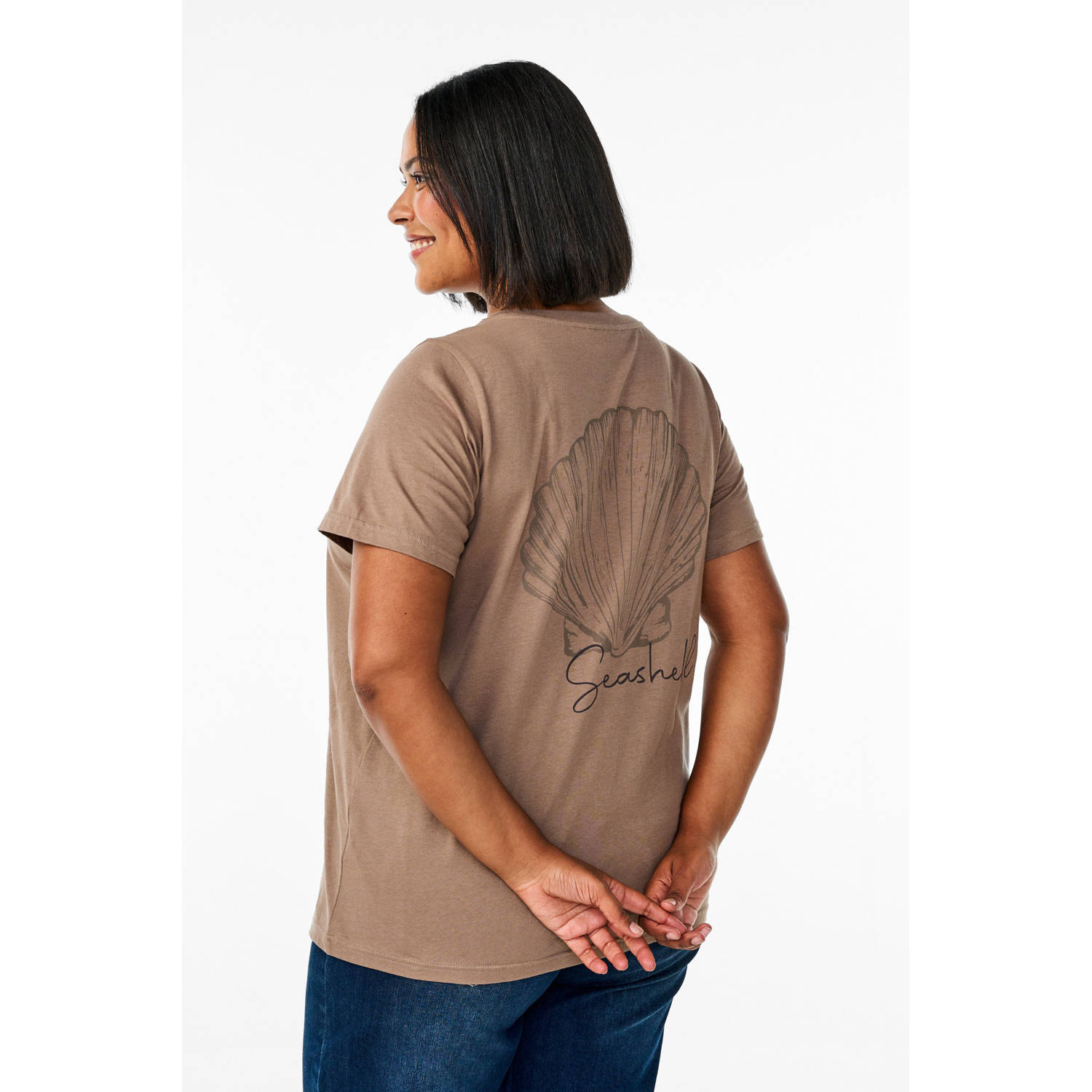 Zizzi T-shirt bruin