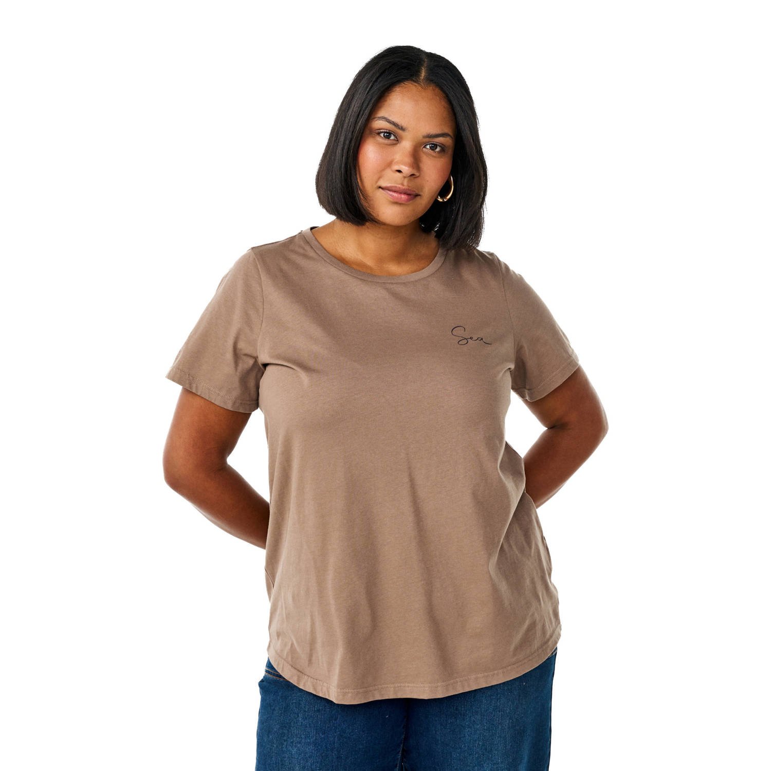 Zizzi T-shirt bruin
