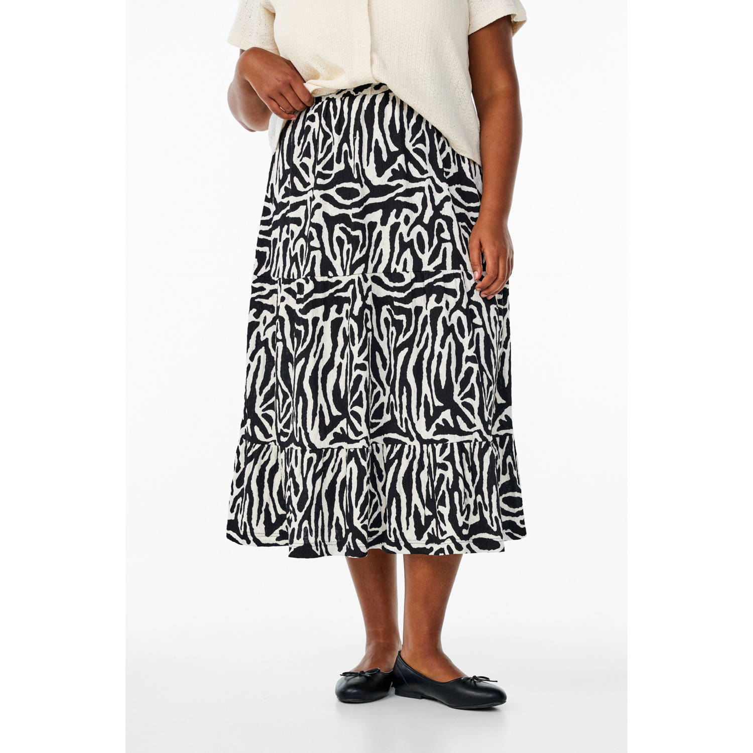 Zizzi midi rok zwart