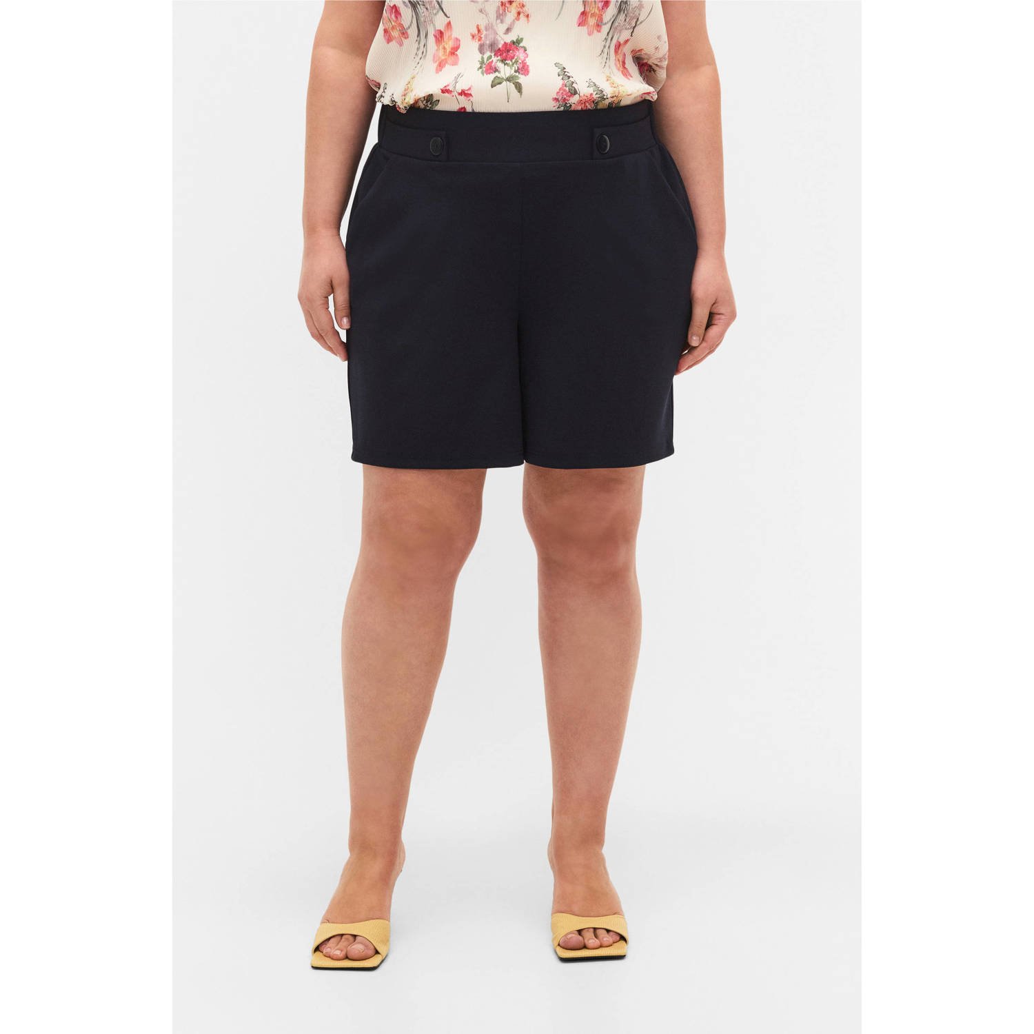 Zizzi high waist casual short donkerblauw