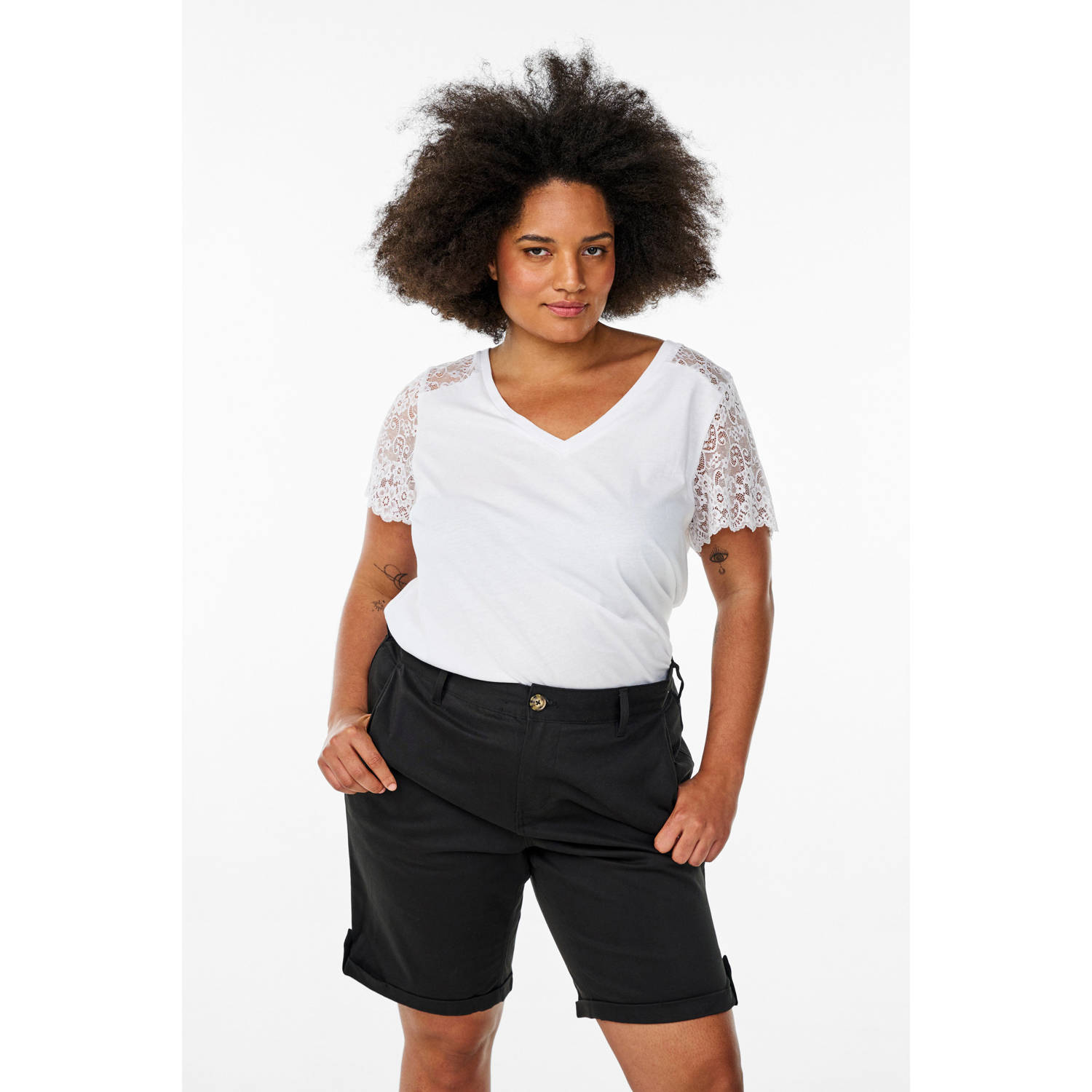 Zizzi regular waist casual short zwart