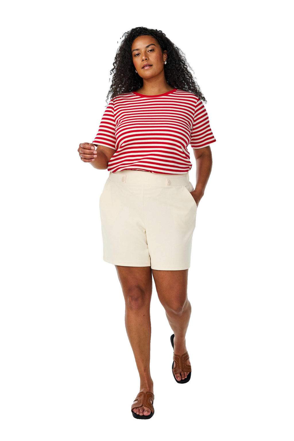 Zizzi high waist casual short beige