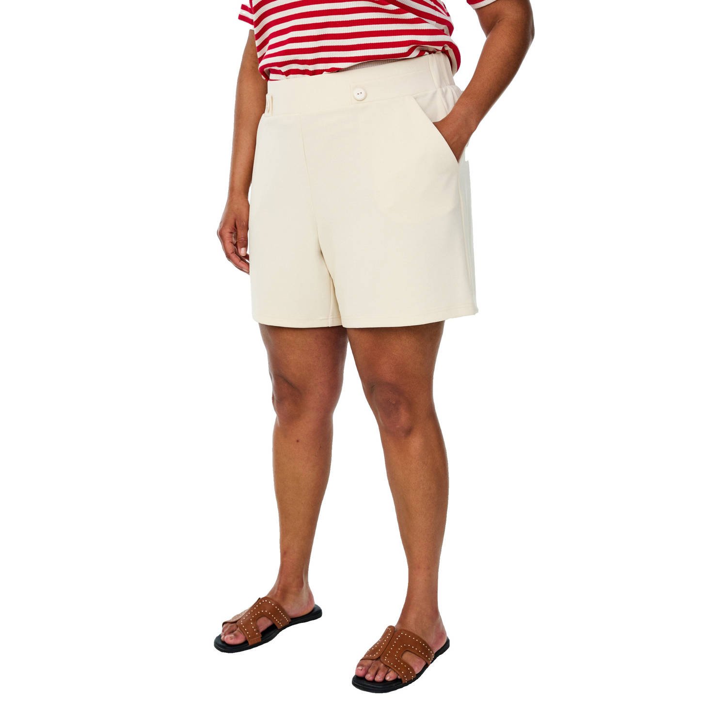 Zizzi high waist casual short beige
