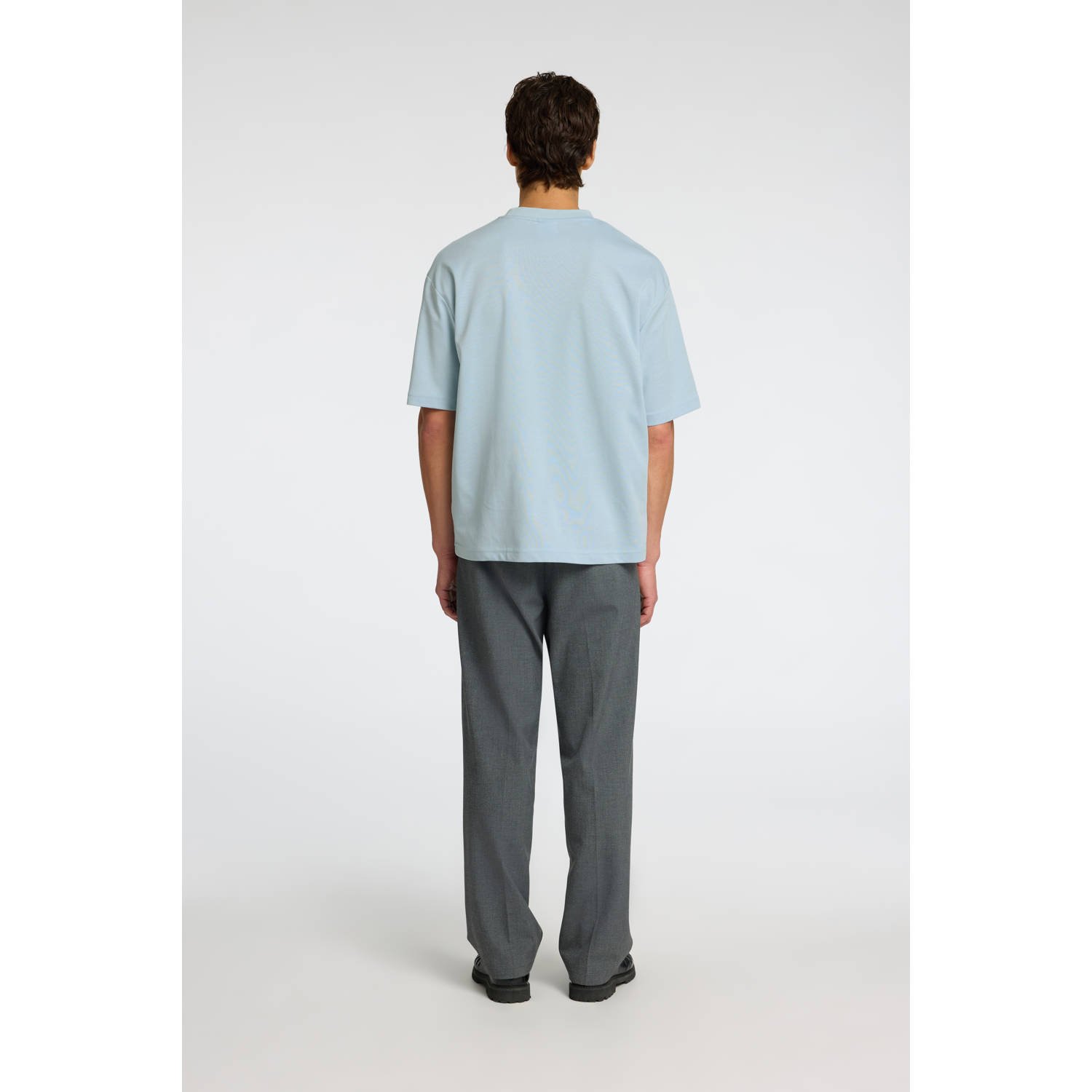 SELECTED HOMME loose fit T-shirt SLHLOOSEOSCAR lichtblauw