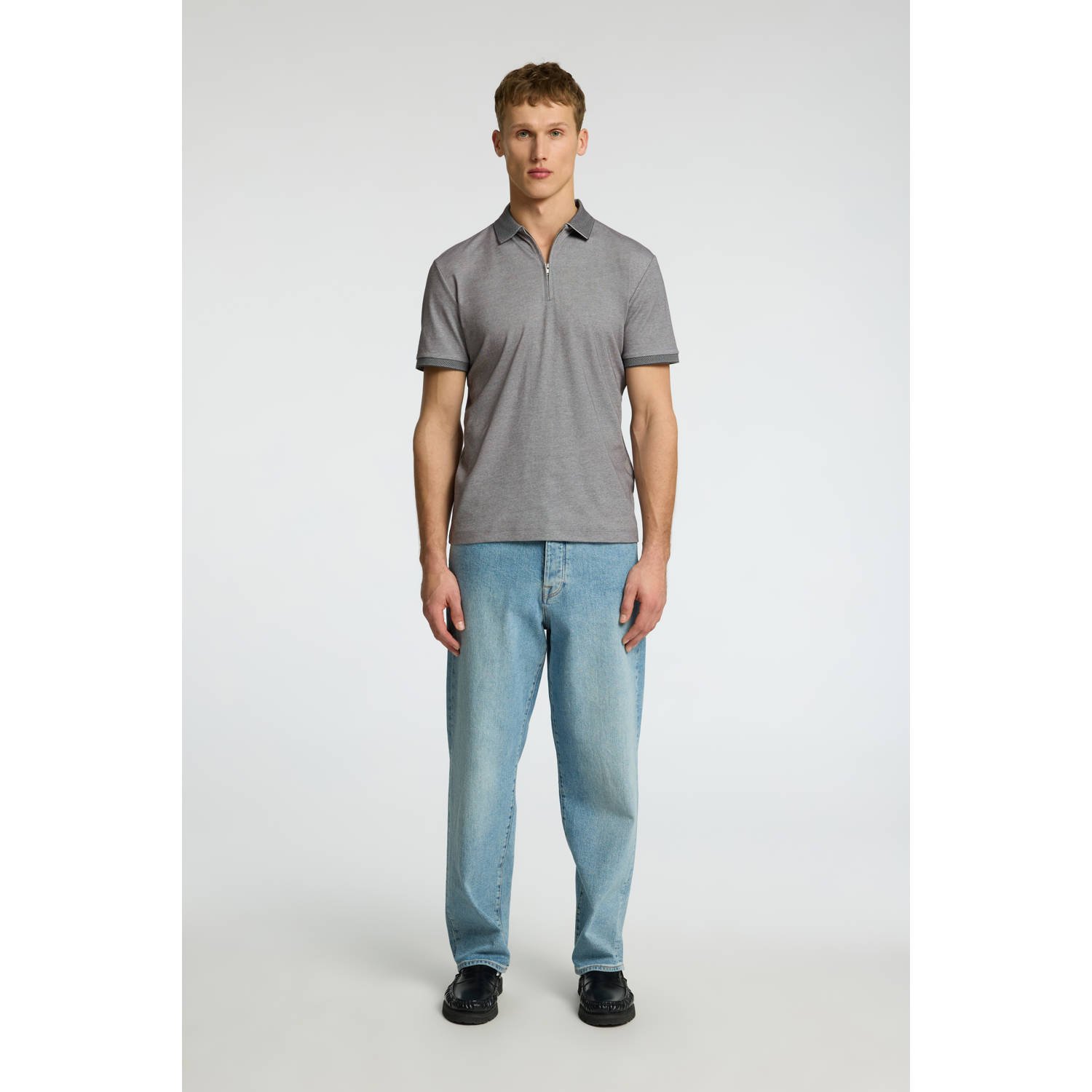 SELECTED HOMME regular polo grijs
