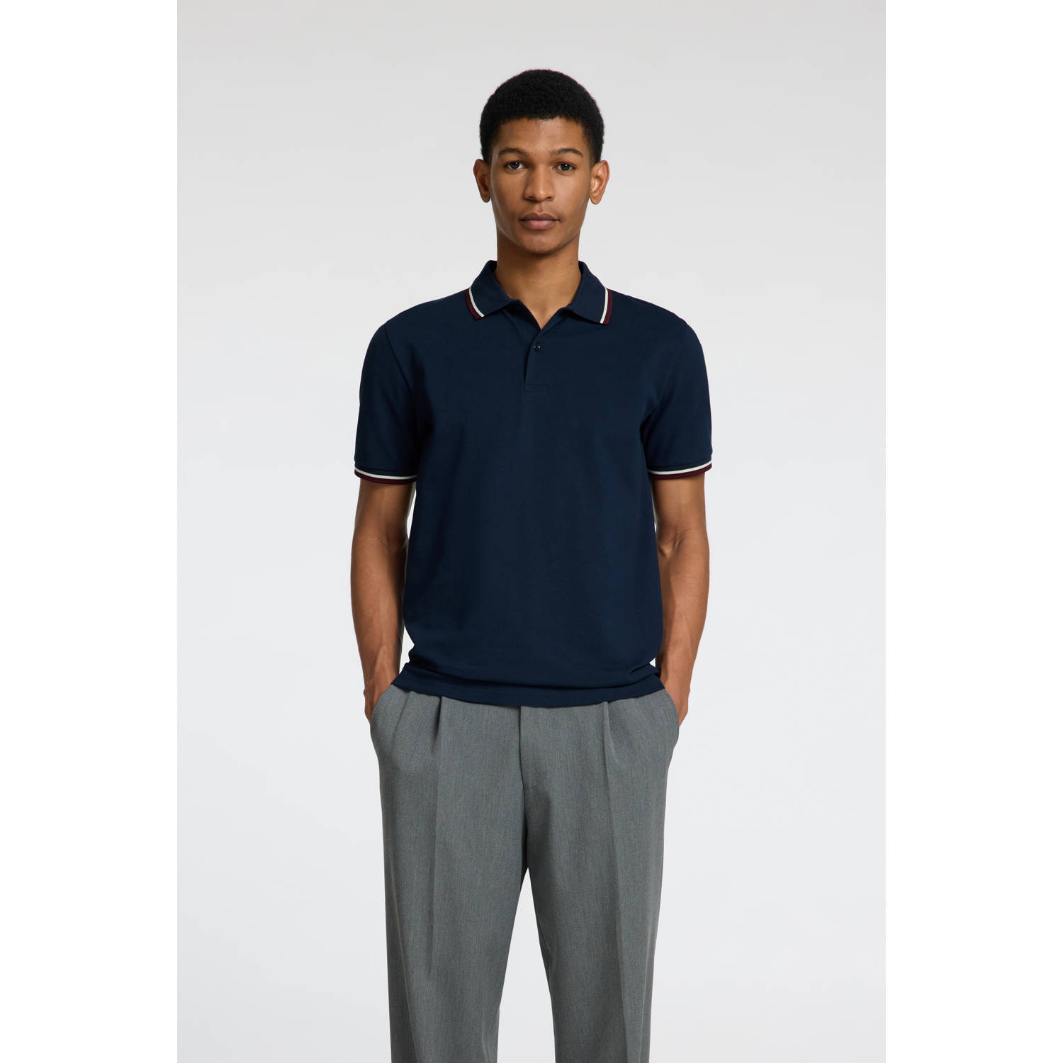 SELECTED HOMME slim polo donkerblauw