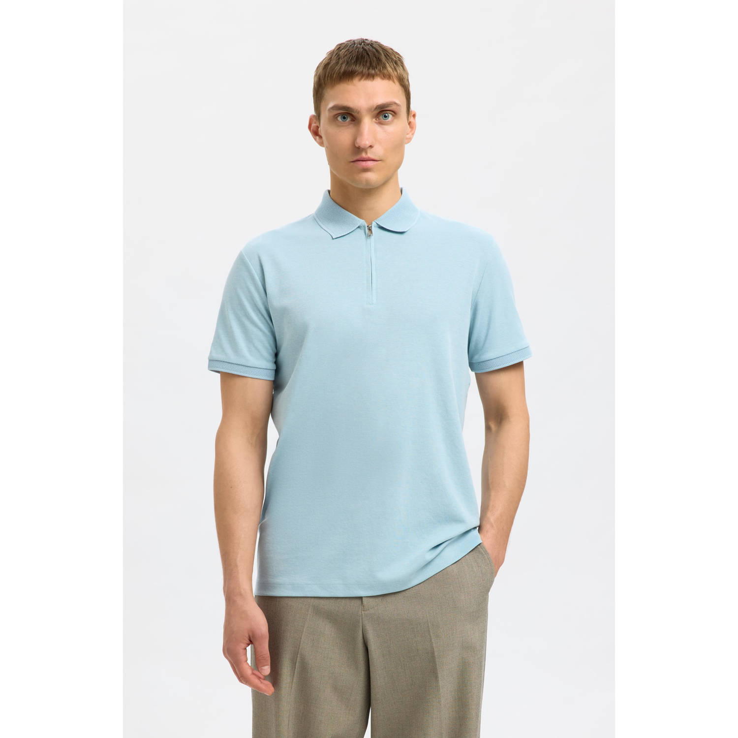SELECTED HOMME regular polo lichtblauw