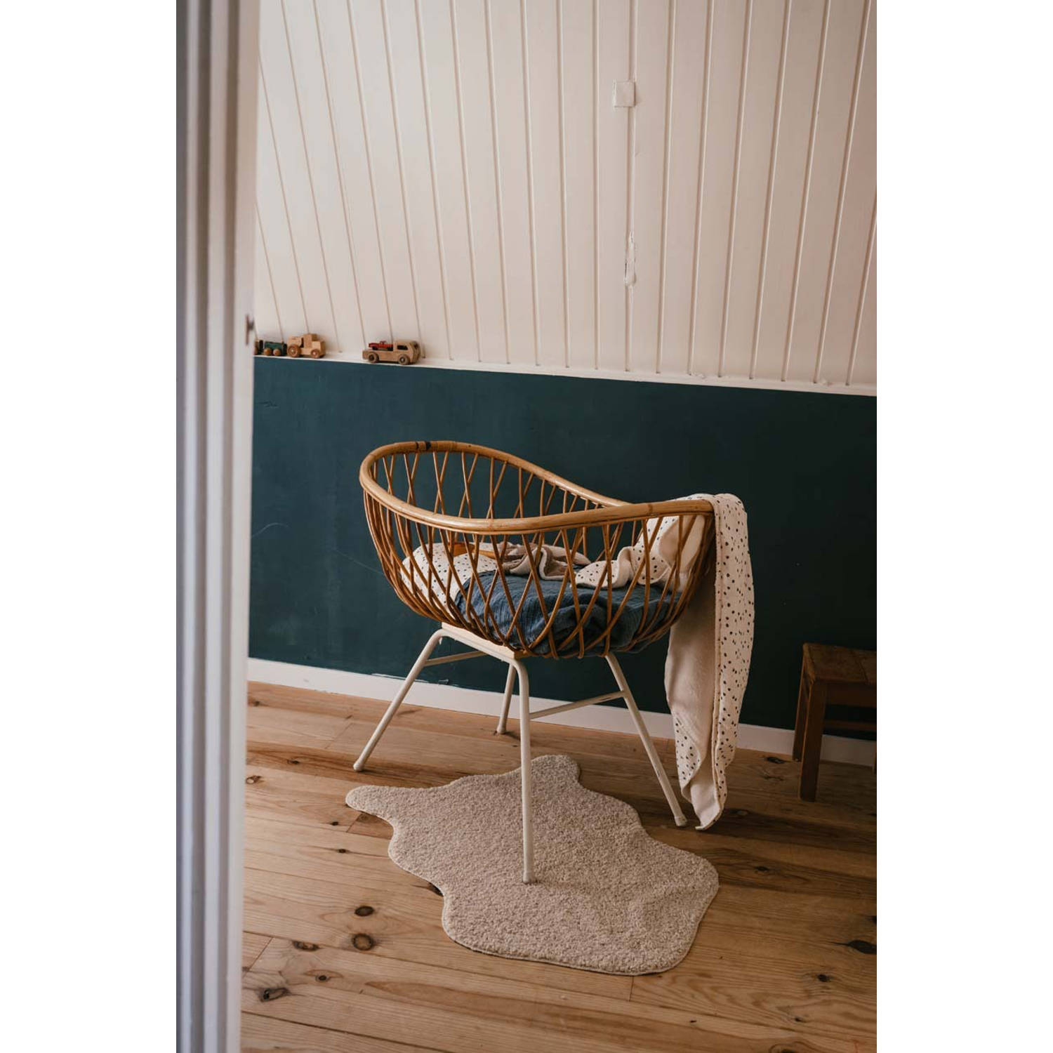 Koeka wiegdeken Lugo offwhite blauw