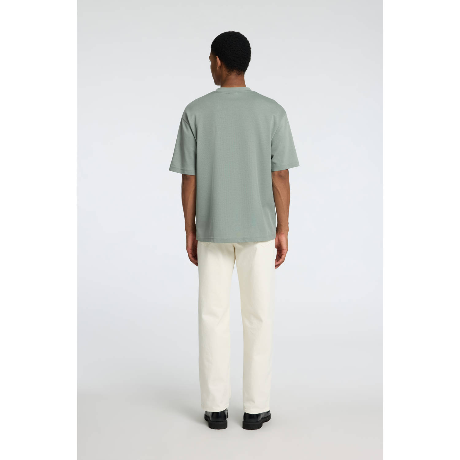 SELECTED HOMME loose fit T-shirt SLHLOOSEOSCAR groen