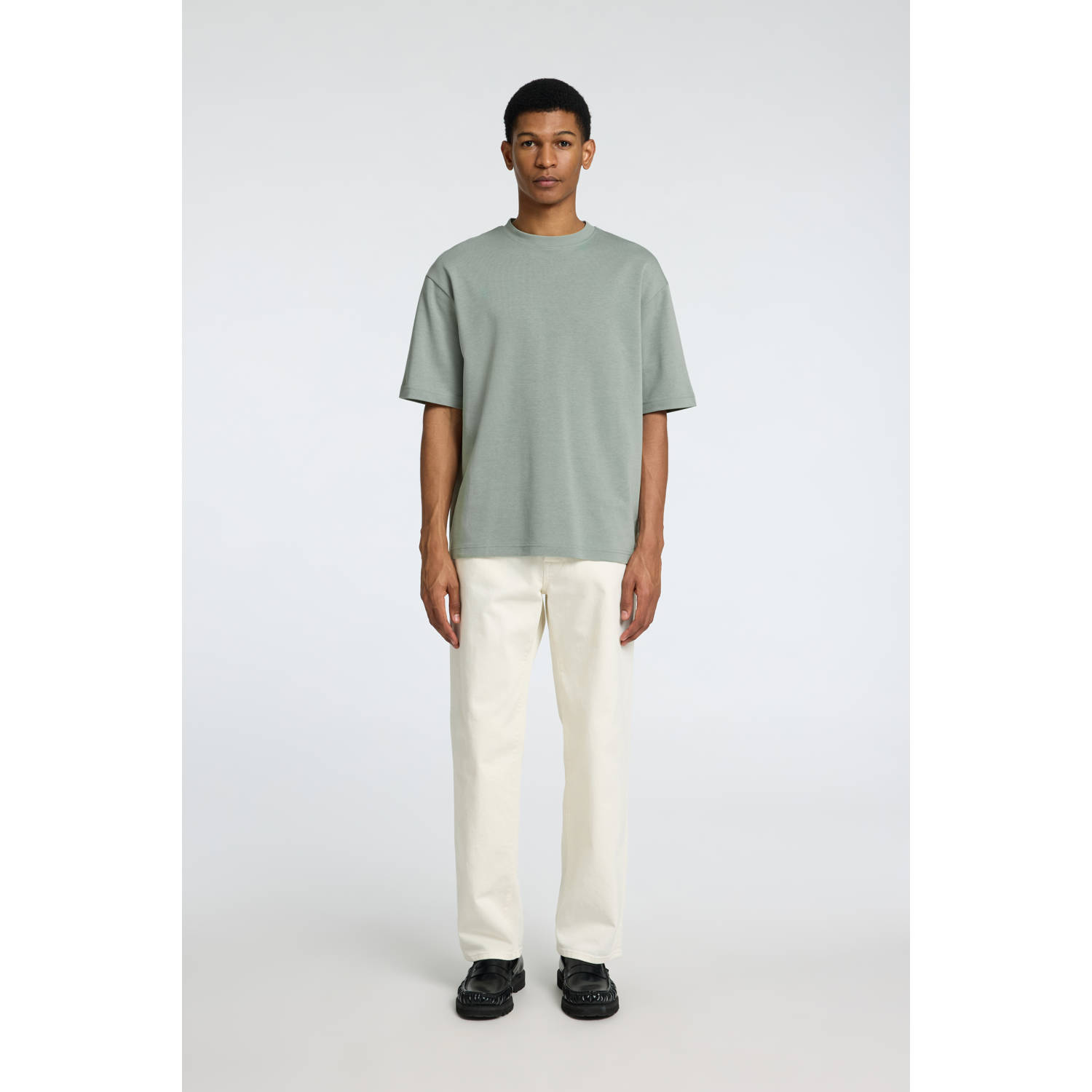 SELECTED HOMME loose fit T-shirt SLHLOOSEOSCAR groen