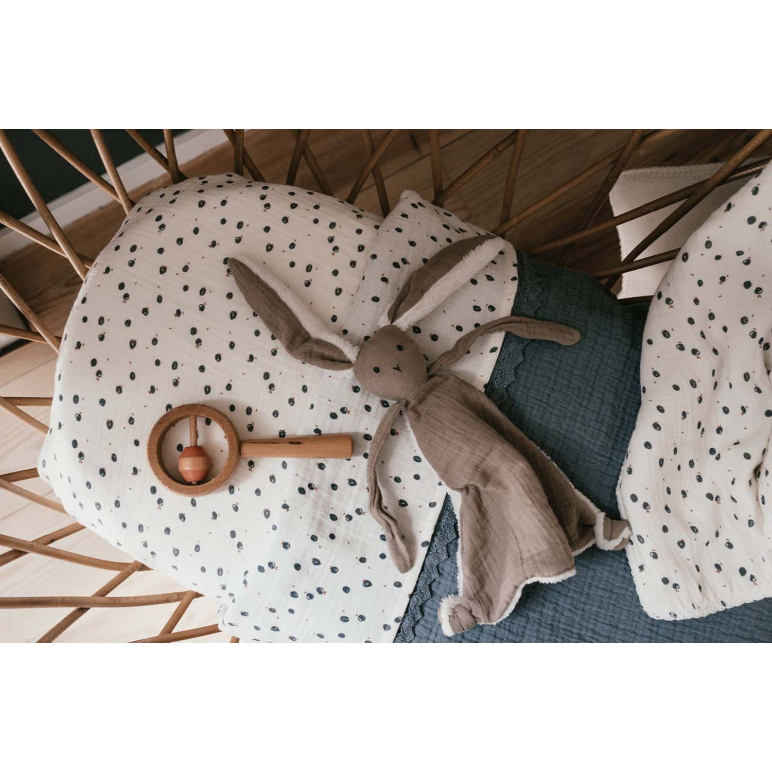 Koeka wieg hoeslaken Lugo off white blauw