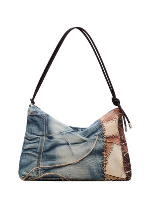  denim schoudertas blauw