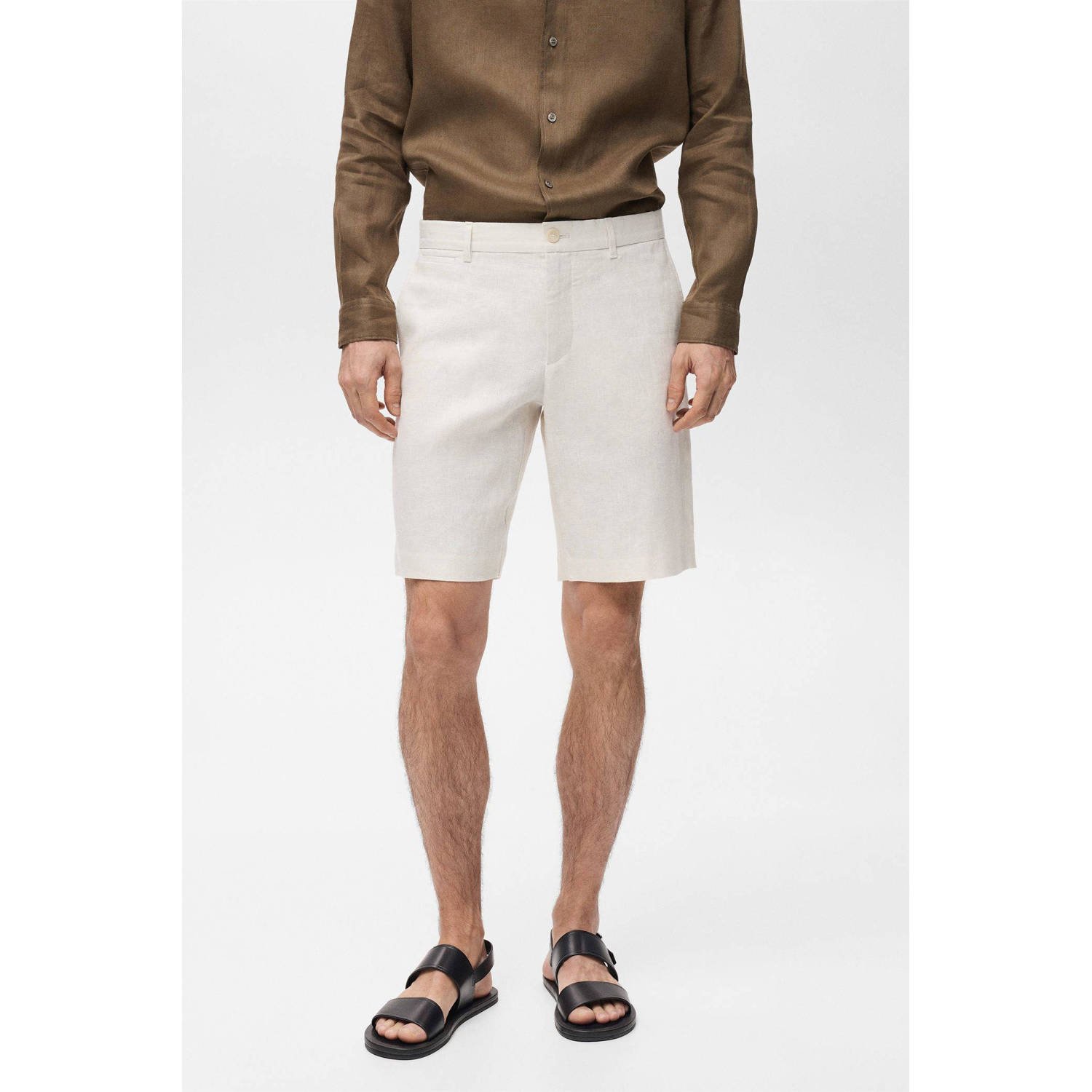 Mango Man slim bermuda short ecru