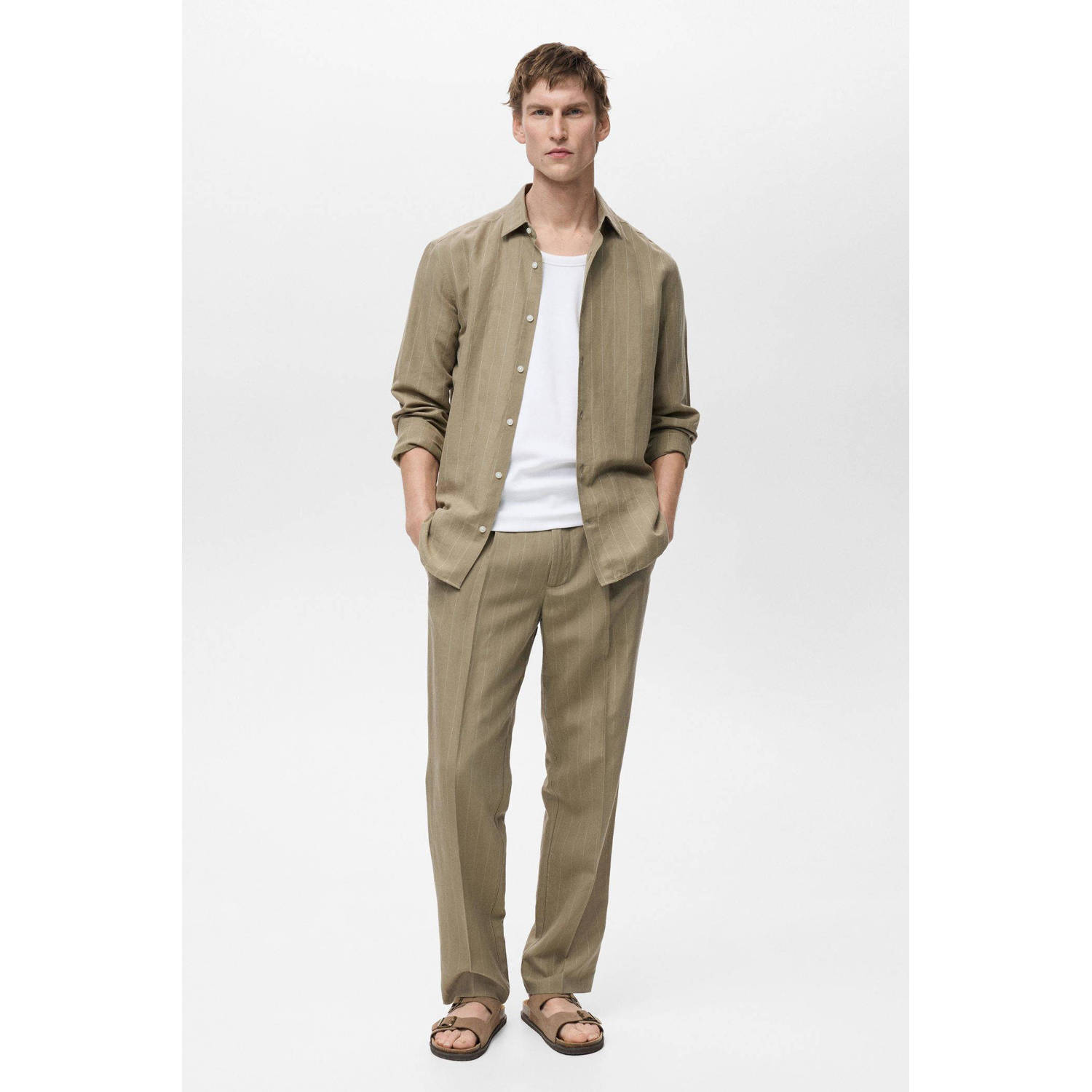 Mango Man regular pantalon kaki
