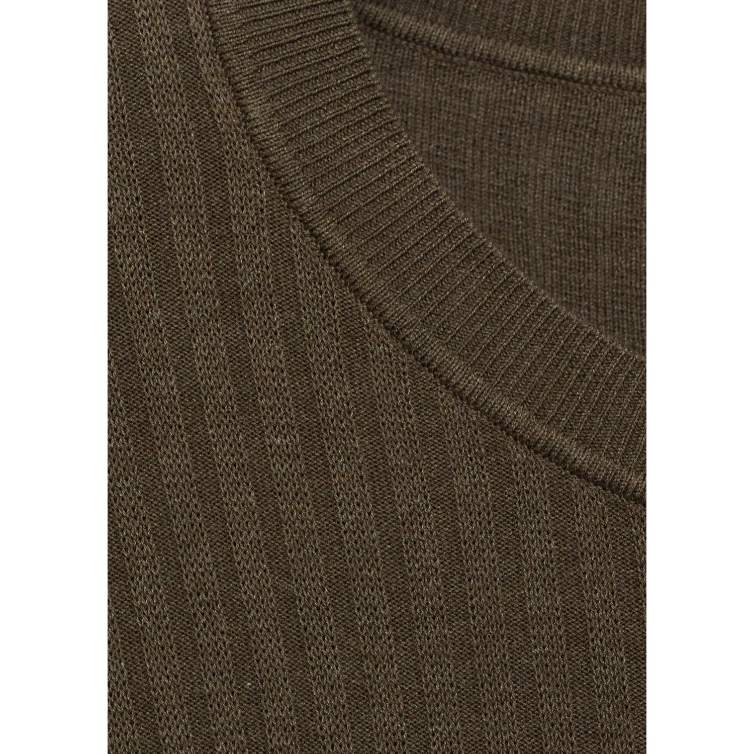 Mango Man T-shirt rib gebreid bruin