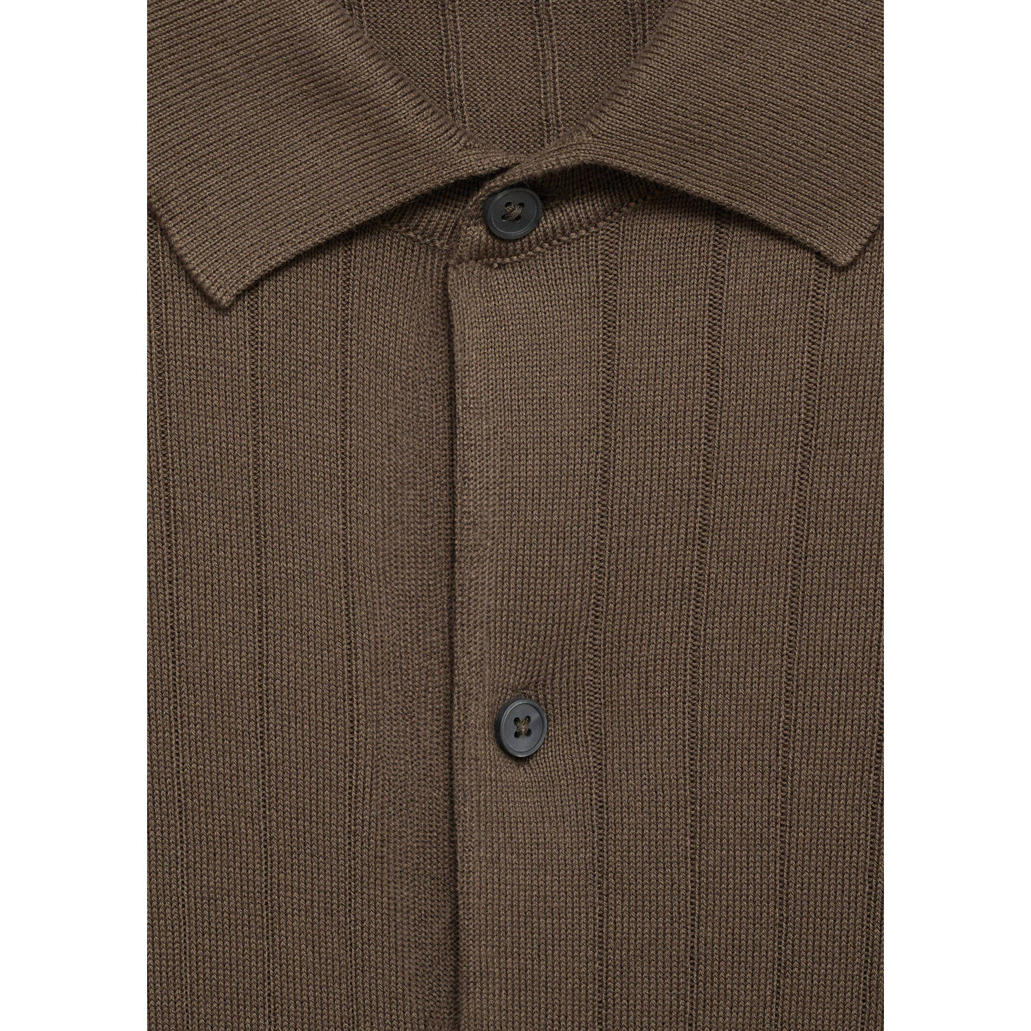 Mango Man casual overhemd fijn gebreid bruin
