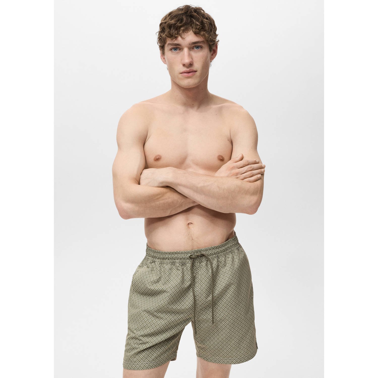 Mango Man zwemshort olijfgroen beige