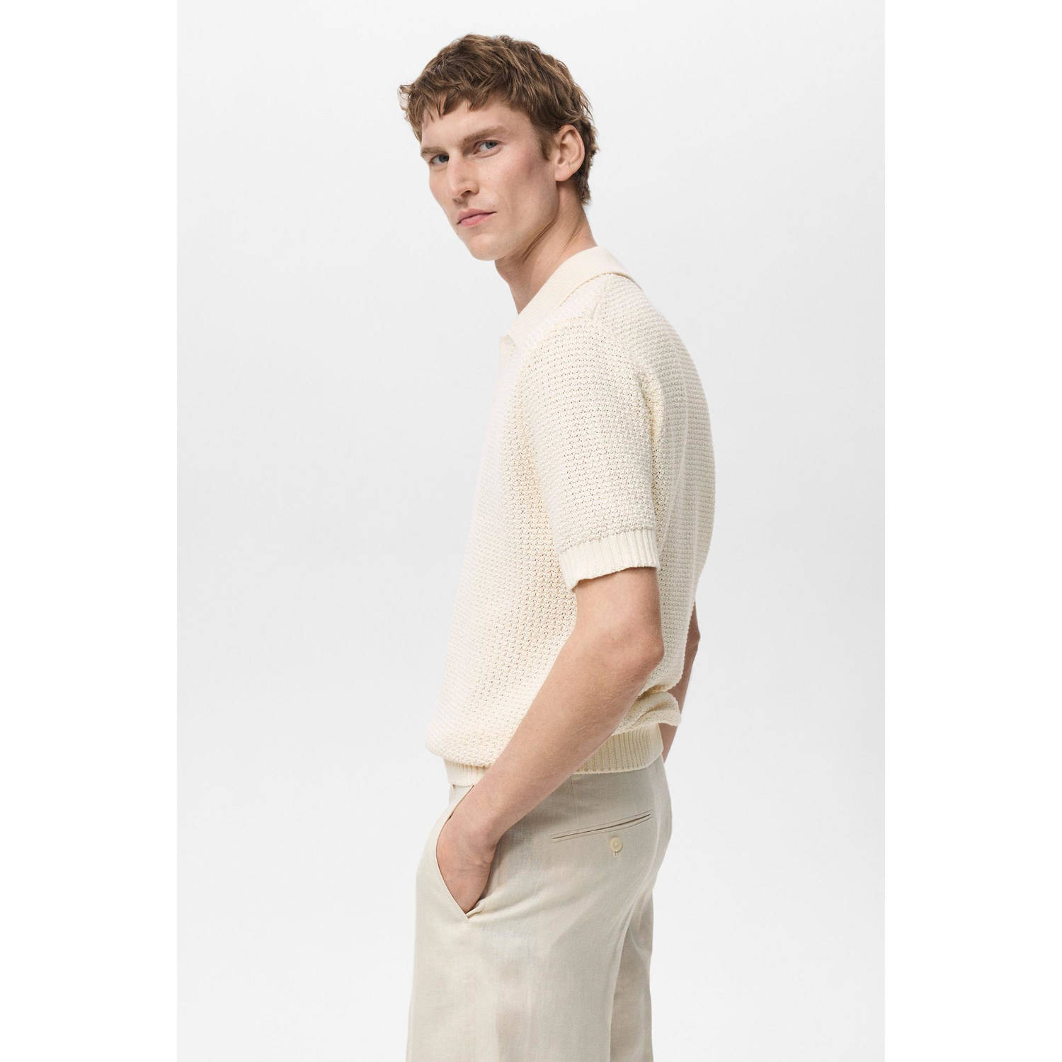 Mango Man slim polo ecru