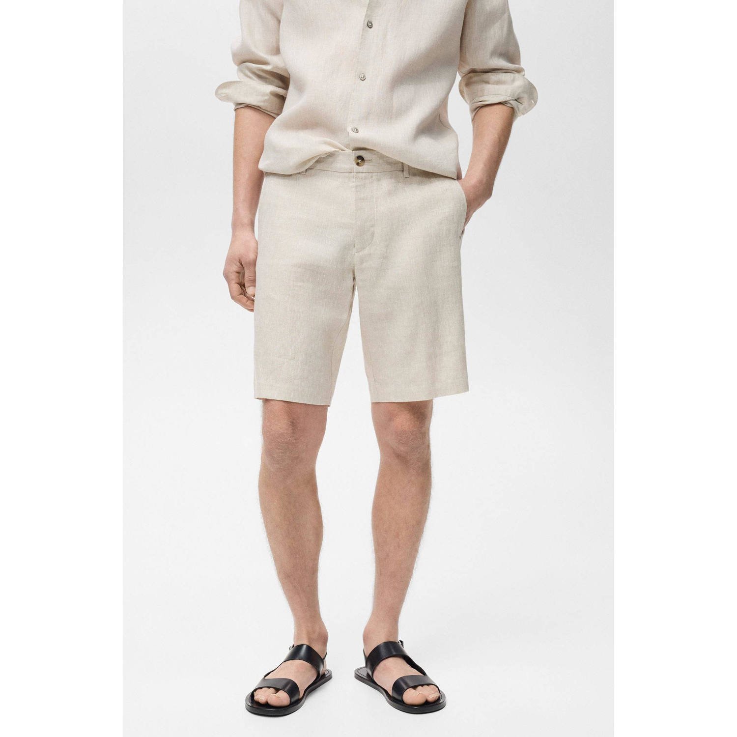 Mango Man slim bermuda shorts ecru