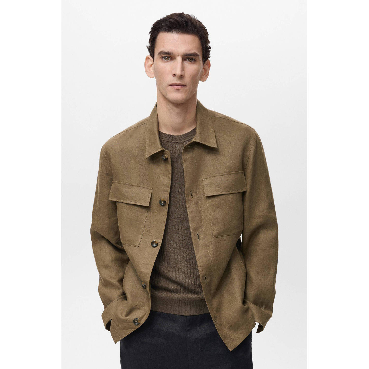 Mango Man overshirt bruin