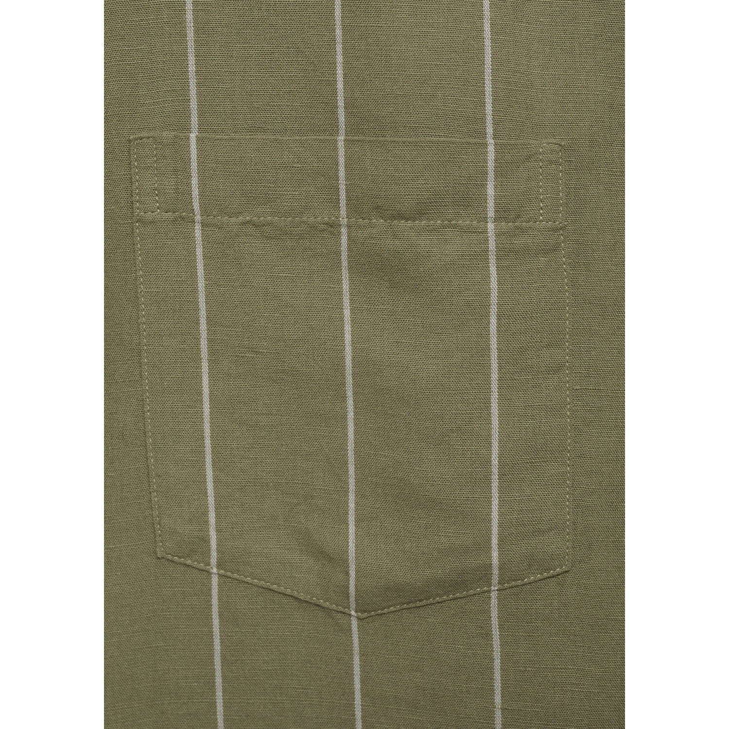 Mango Man linnen casual overhemd groen