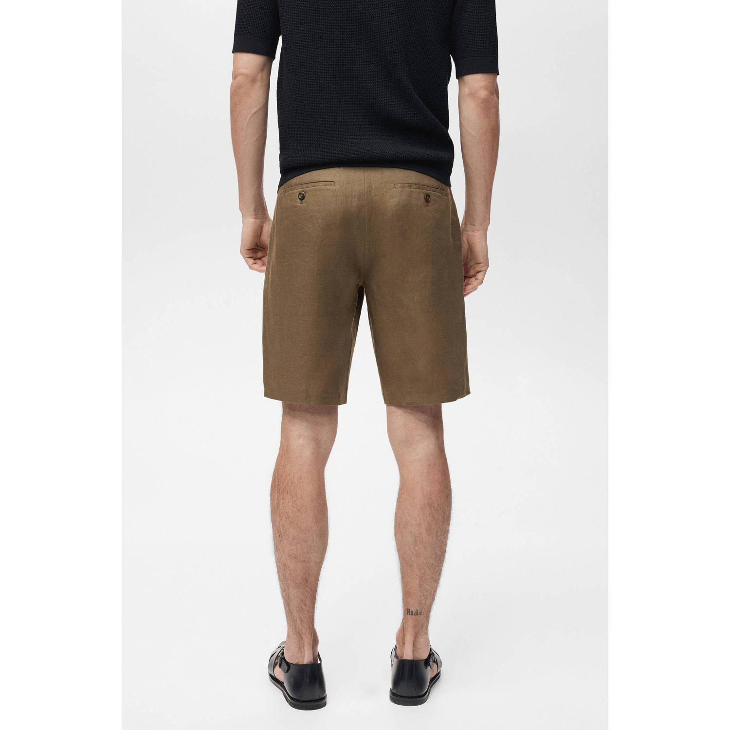 Mango Man slim bermuda short donkergroen
