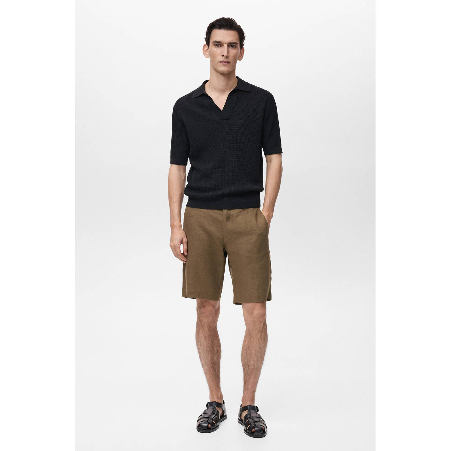 Mango Man slim bermuda short donkergroen