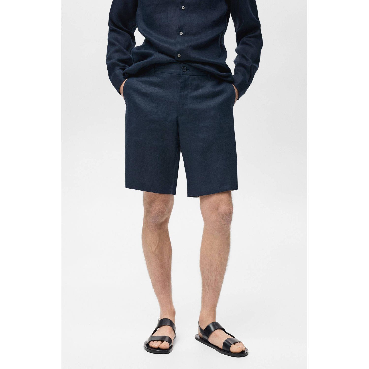 Mango Man slim bermuda shorts donkerblauw