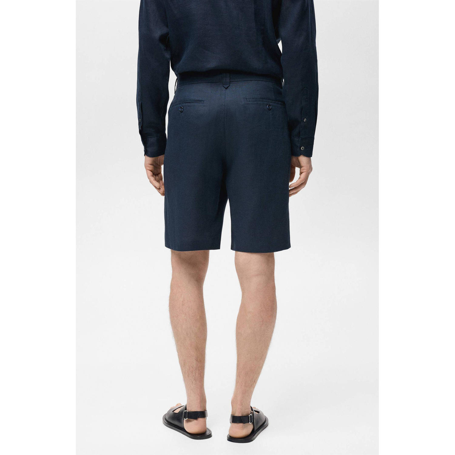 Mango Man slim bermuda short donkerblauw