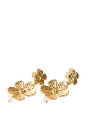 gold plated oorbellen Expressive Rose Quartz goudkleurig