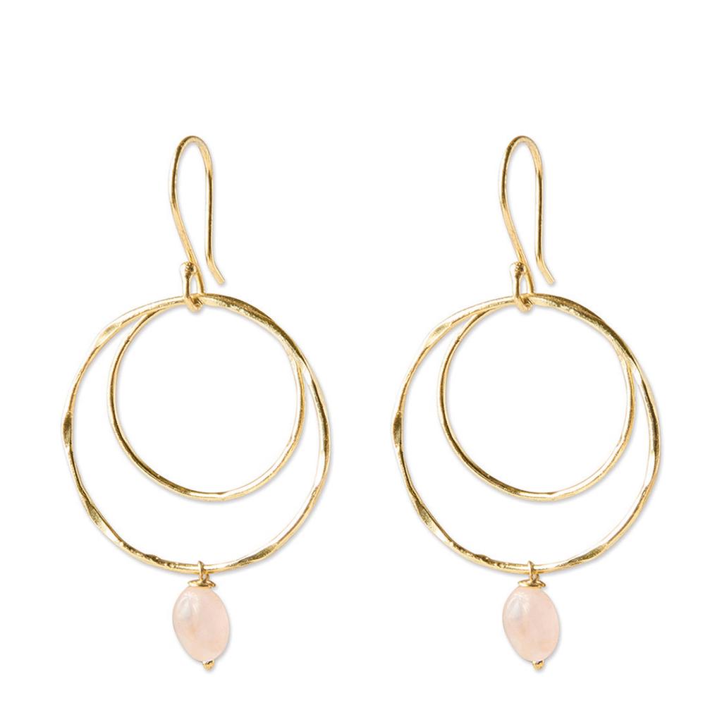 A Beautiful Story gold plated oorbellen Enjoyable Rose Quartz goudkleurig