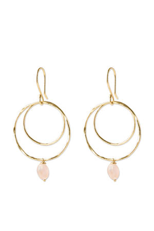 gold plated oorbellen Enjoyable Rose Quartz goudkleurig