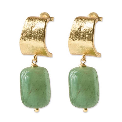 A Beautiful Story gold plated oorbellen Honest Aventurijn goudkleurig afbeelding