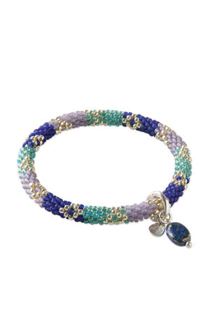 armband Artistic Lapis Lazuli zilverkleurig