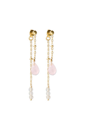 gold plated oorbellen Felicity Rose Quartz goudkleurig