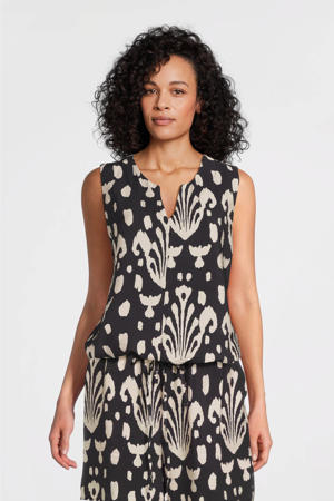 mouwloze top zwart
