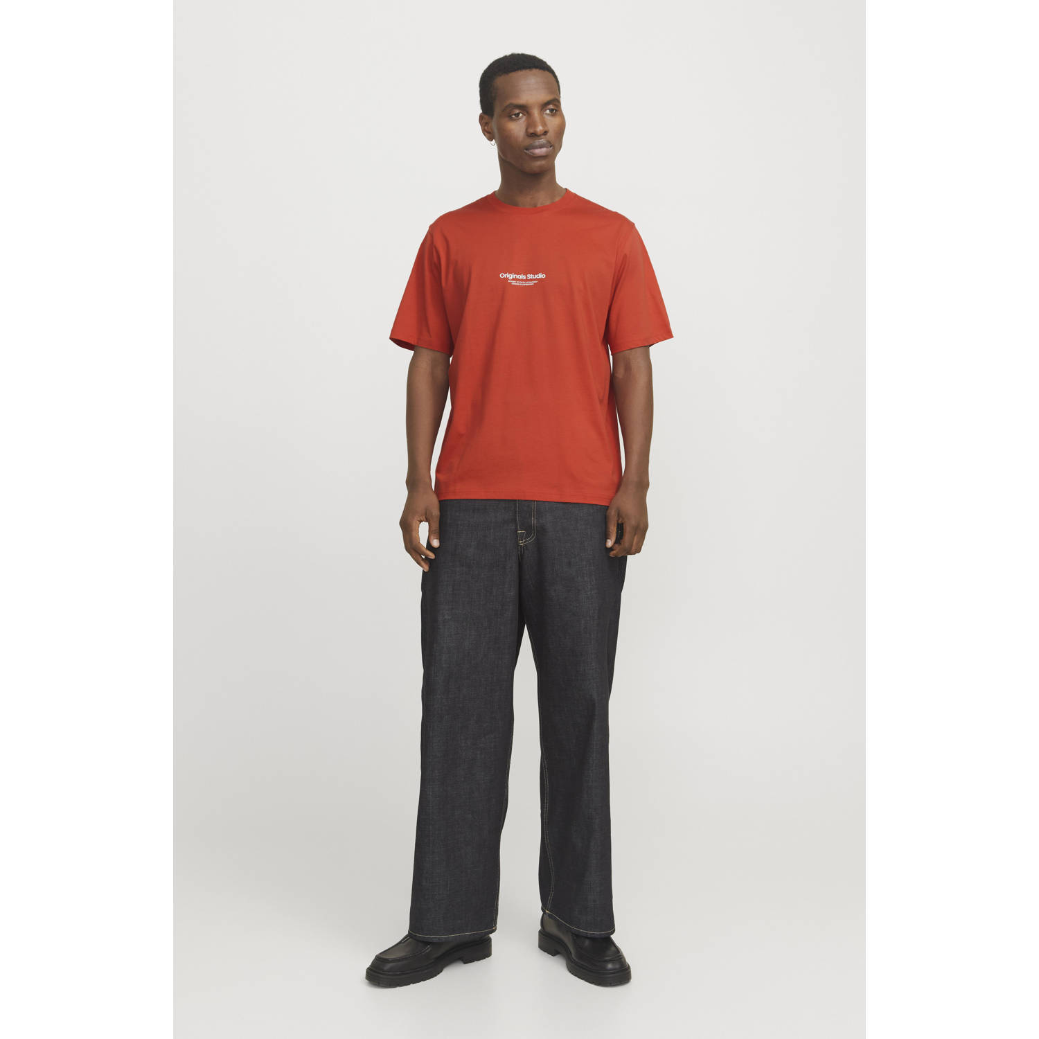 JACK & JONES ORIGINALS regular T-shirt JORVESTERBRO met printopdruk rood