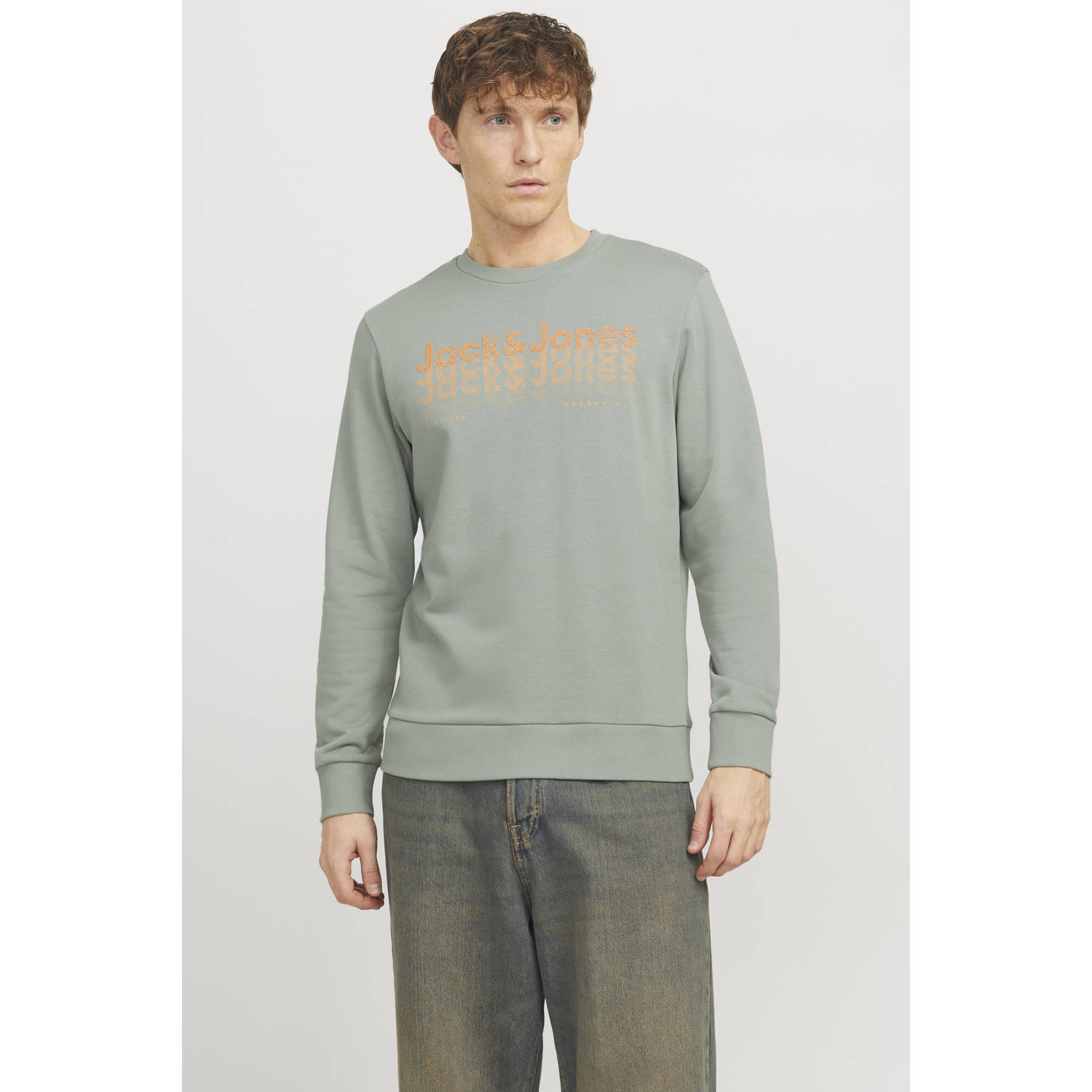 JACK & JONES sweater grijsgroen