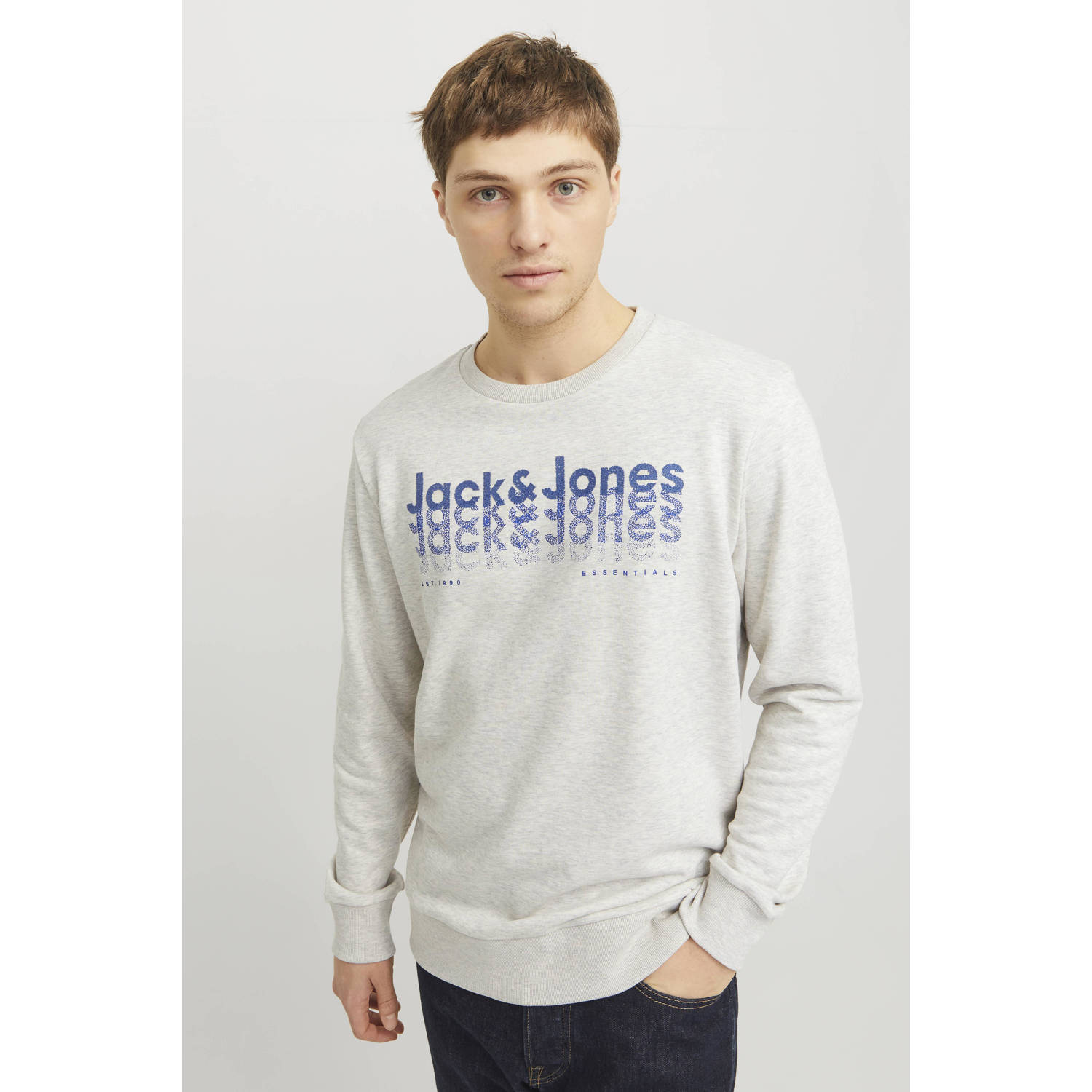 JACK & JONES sweater lichtgrijs