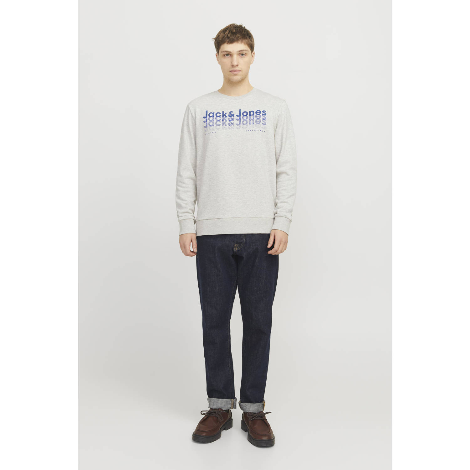 JACK & JONES sweater lichtgrijs