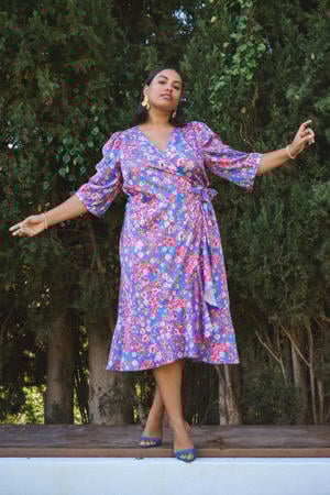 wikkel-/overslagjurk blauw