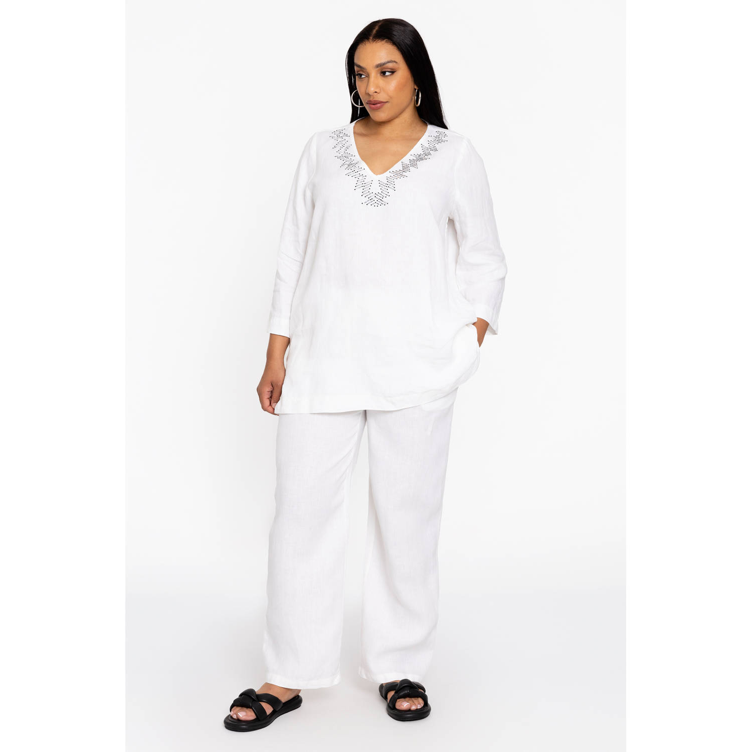 YOEK straight regular waist casual broek ecru