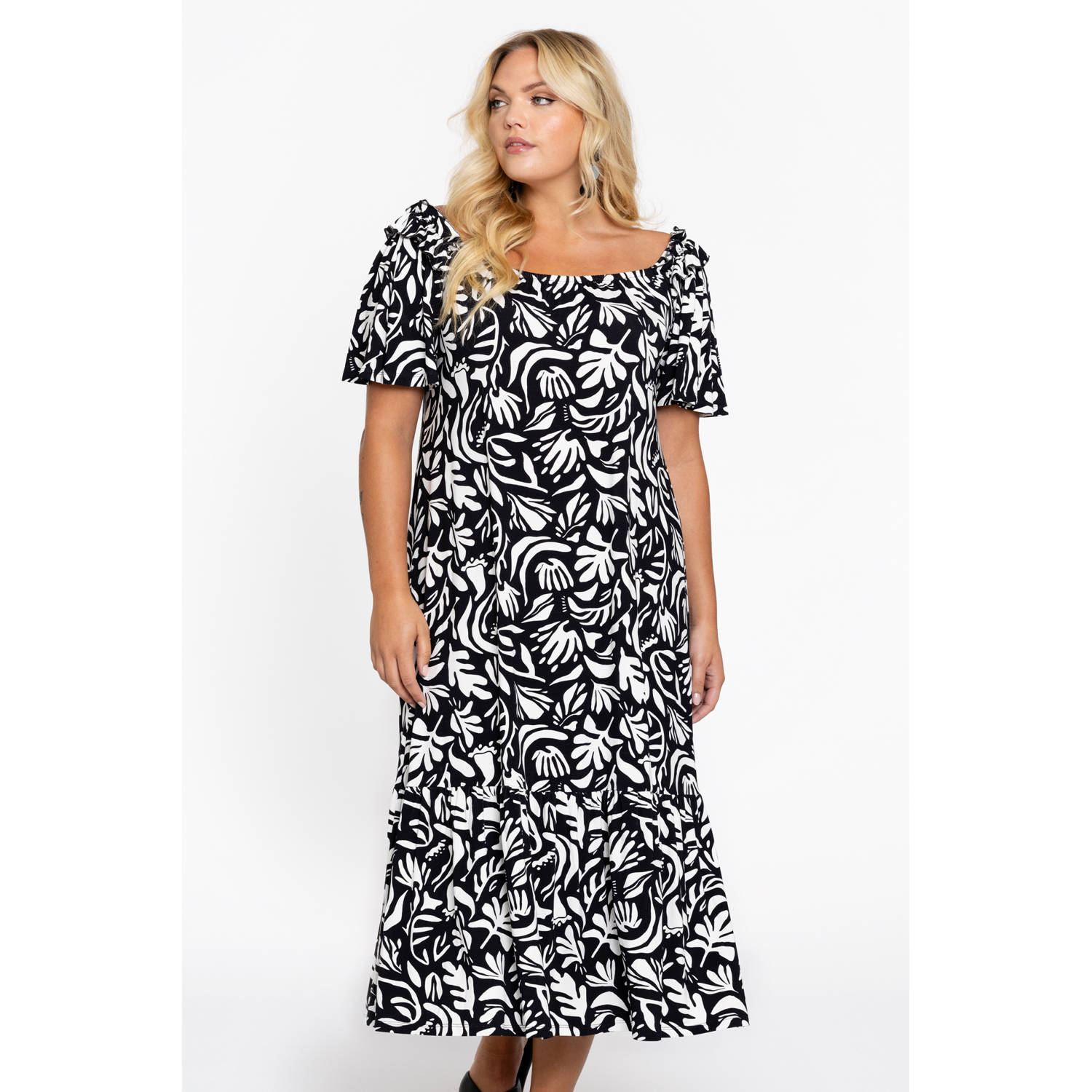 YOEK off shoulder jurk zwart