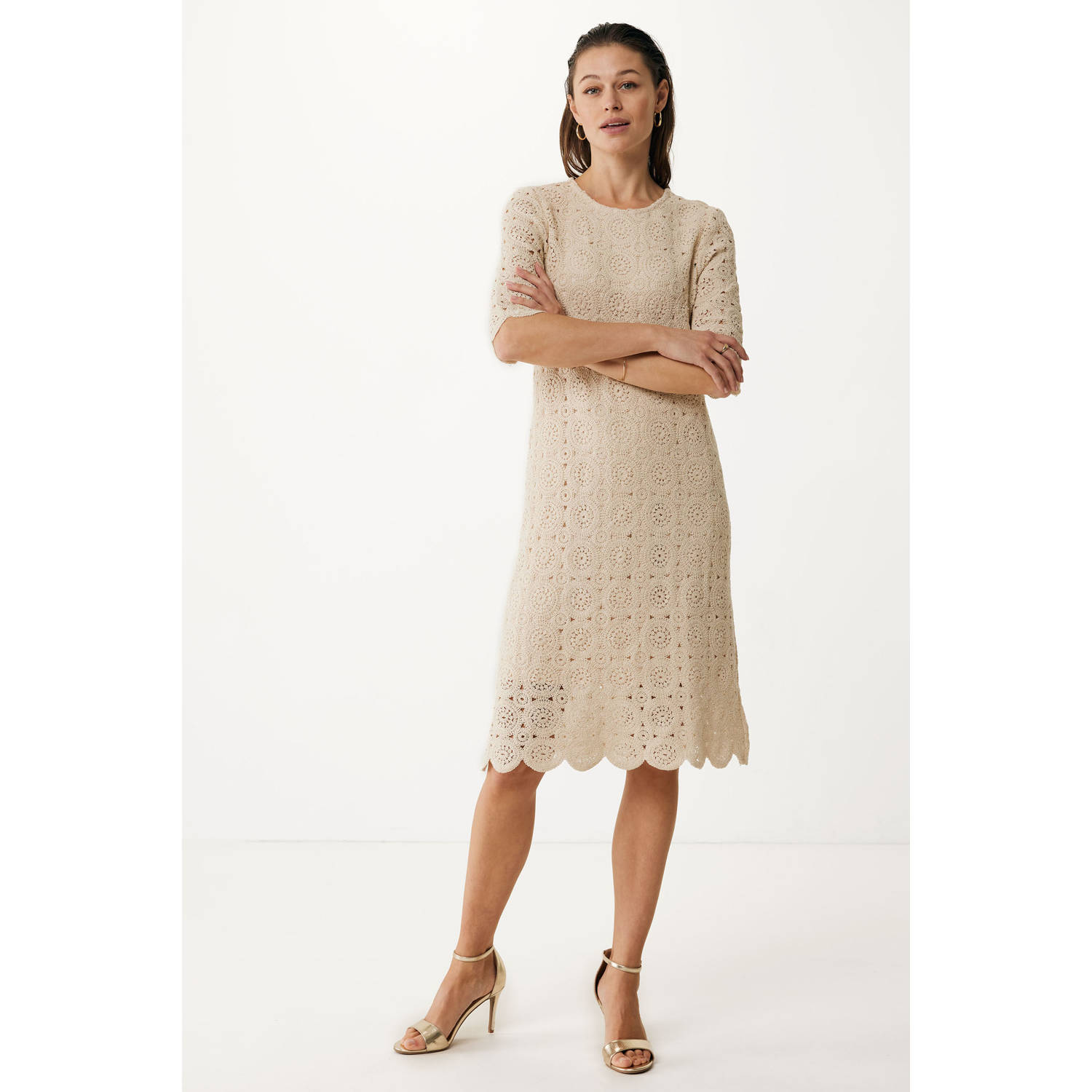 Mexx zomerjurk crochet crème