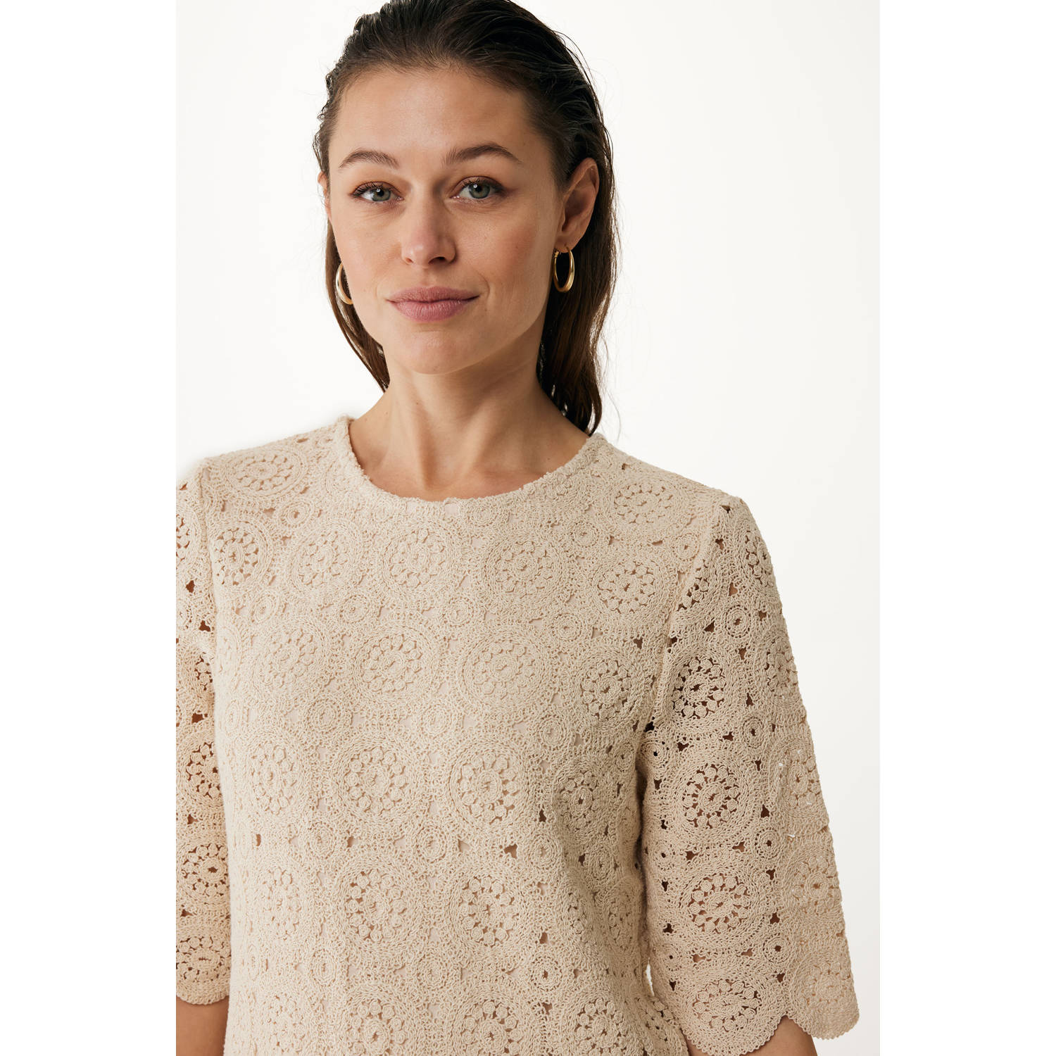 Mexx zomerjurk crochet crème