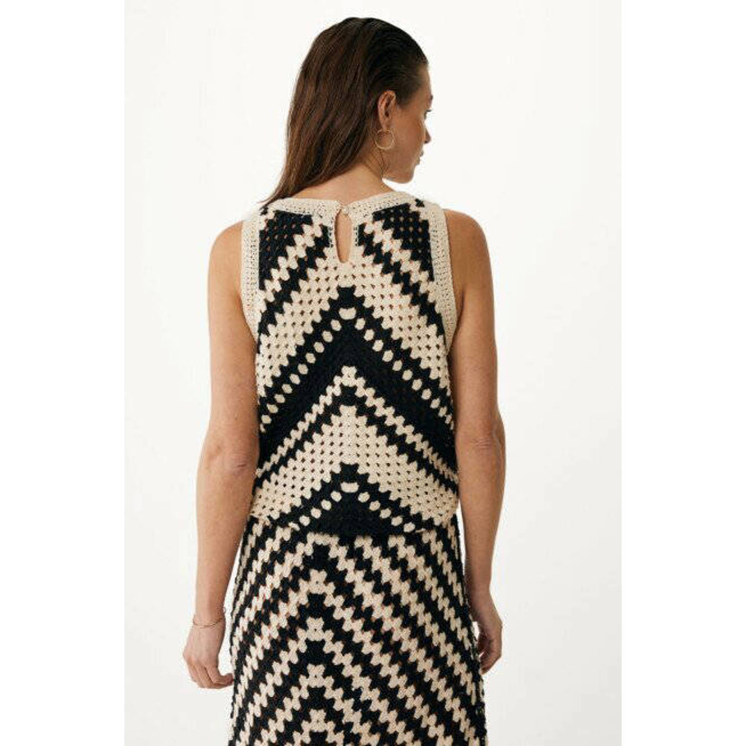 Mexx mouwloze top zwart crochet