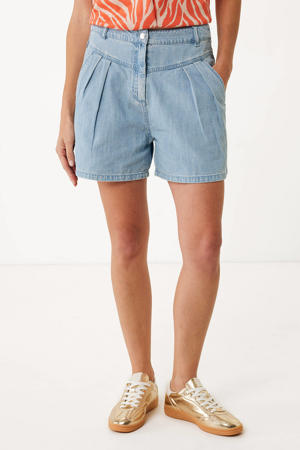 denim straight high waist short medium blue denim