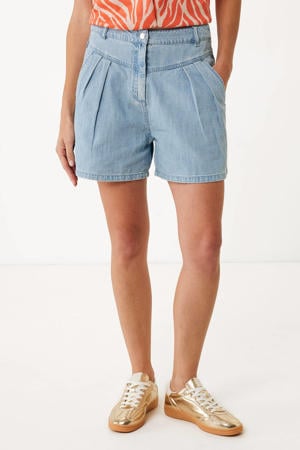 denim straight high waist short medium blue denim