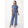 Mexx straight high waist palazzo broek lichtblauw
