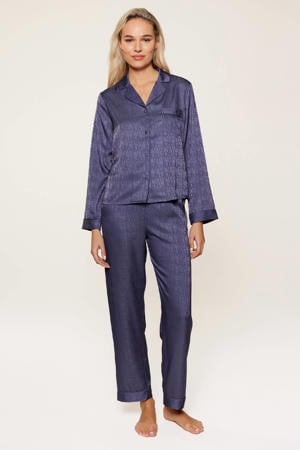 satijnlook pyjama donkerblauw